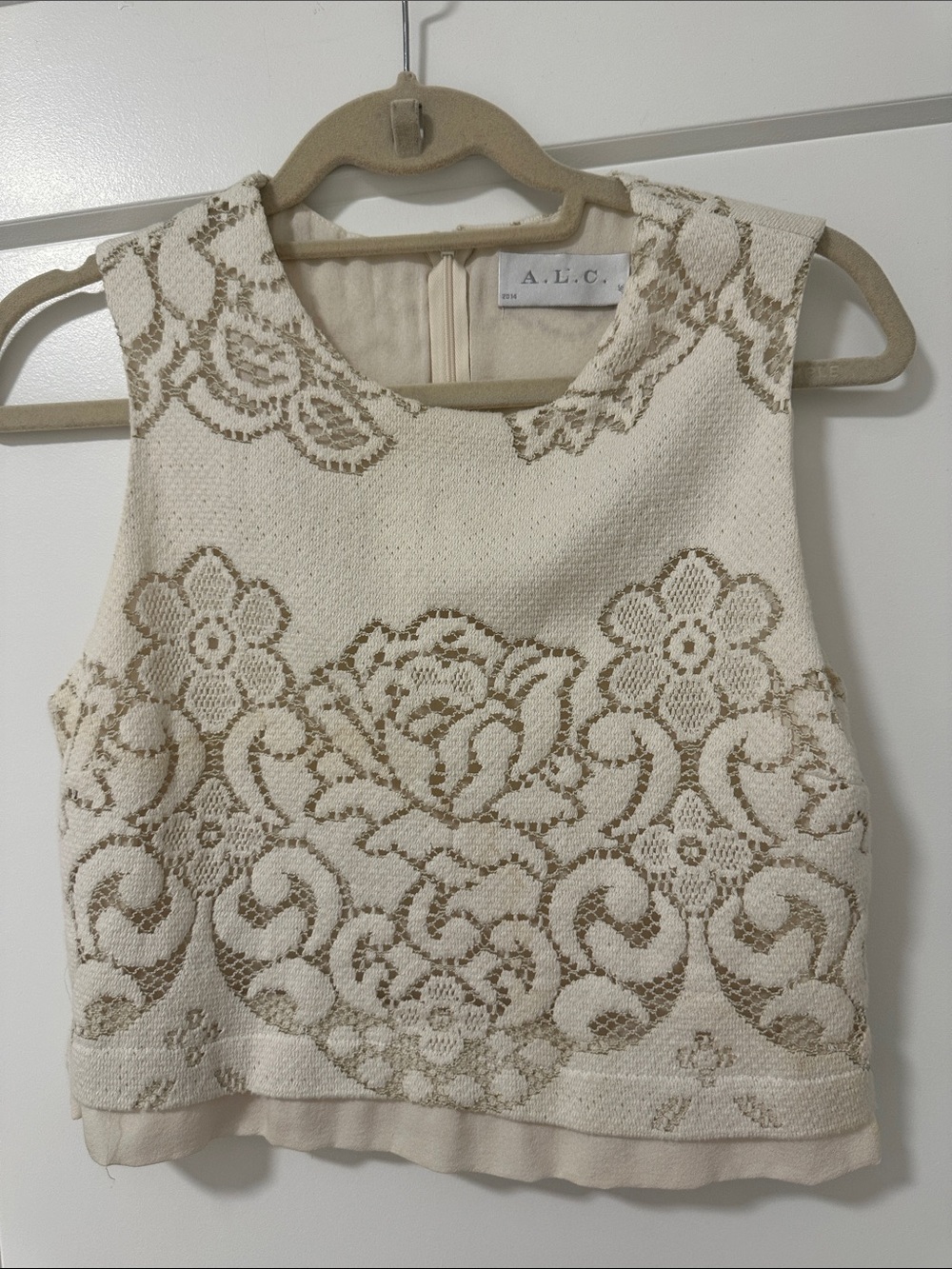A.L.C. Cream Lace Appliqué Sleeveless Camisole